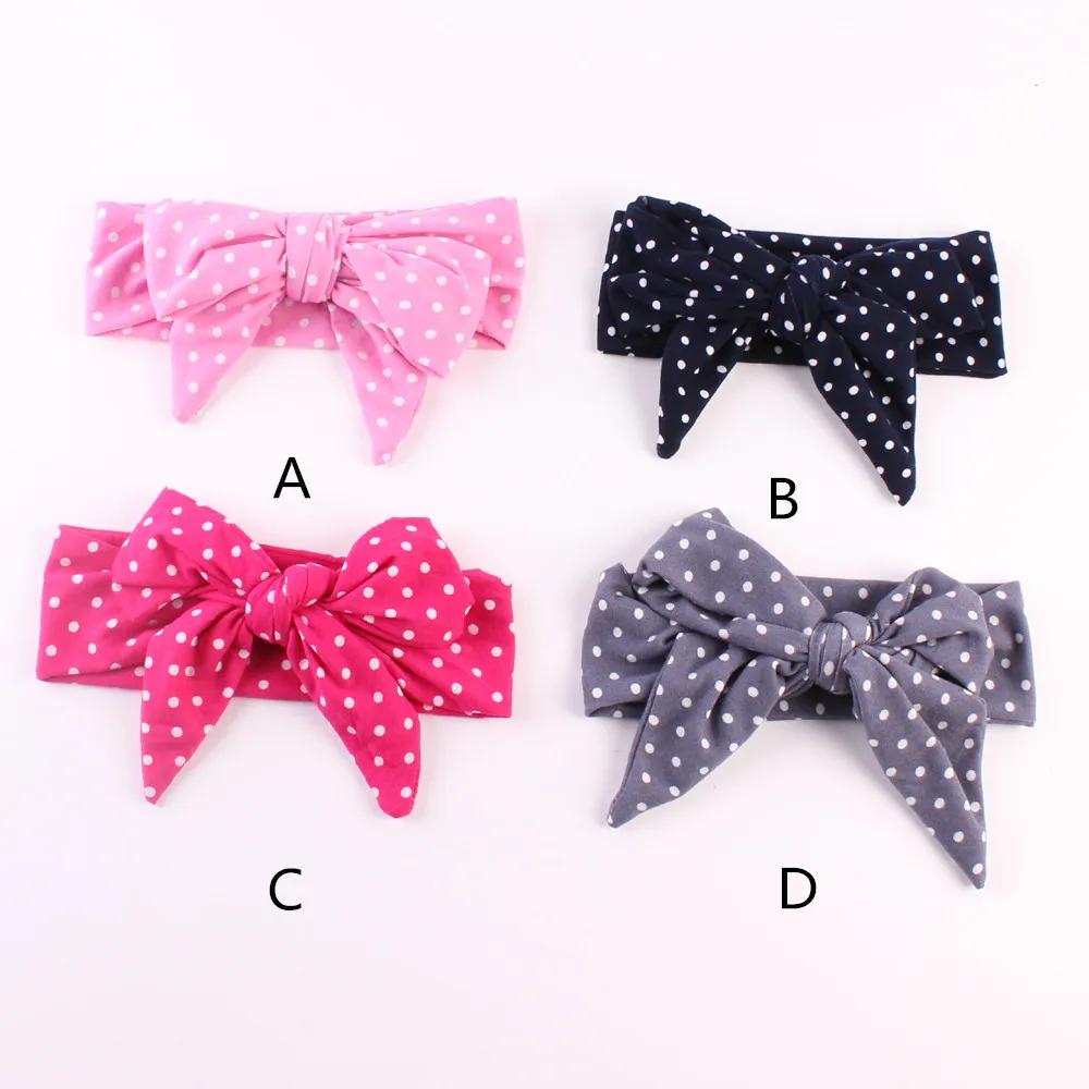 

2018 New Kids dots bowknot Headband Girls elastic Headwrap turban Top Hairband Girls Hair accessories