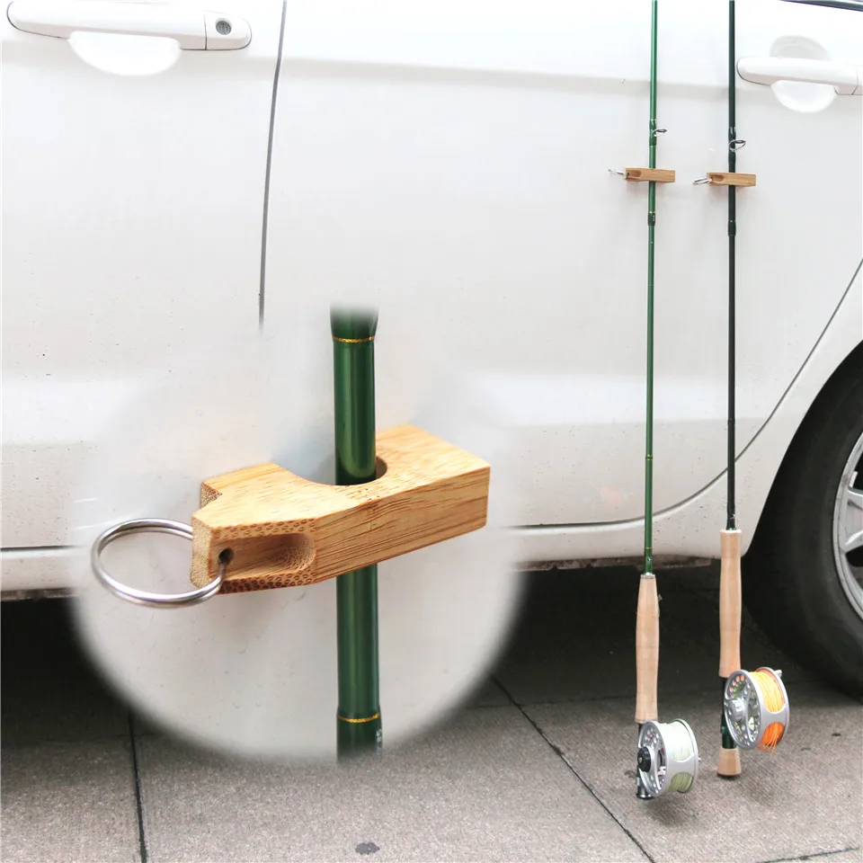 Maximumcatch 2pc Magnetic Fishing Rod Holder Portable Stand Foam/Bamboo Material Fly Fishing Rod Holder