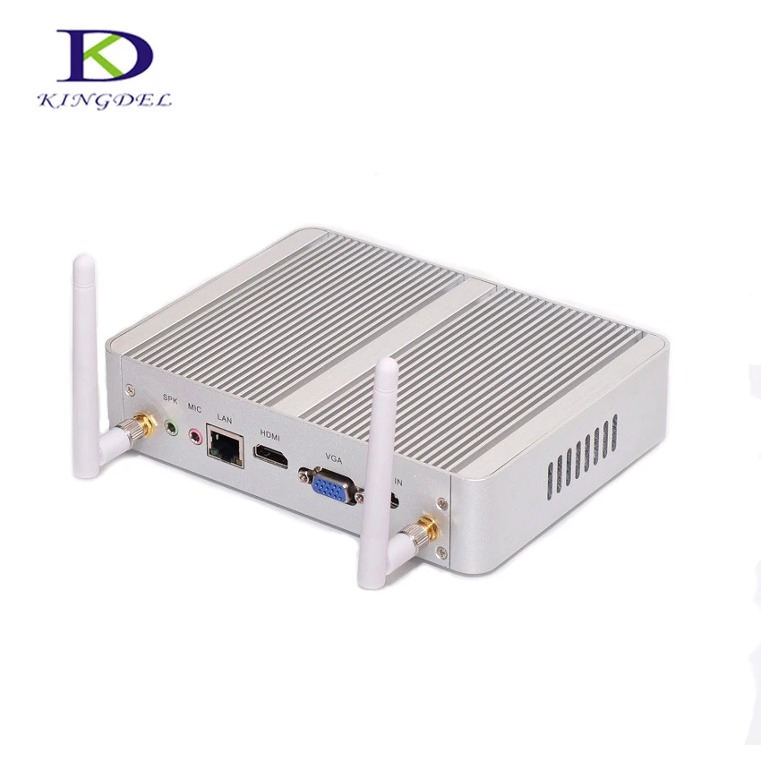 Kingdel Fanless 데스크탑 컴퓨터 미니 PC 인텔 N3150 8GB RAM 128GB SSD 듀얼 Lan 듀얼 HDMI VGA 무료 WiFi