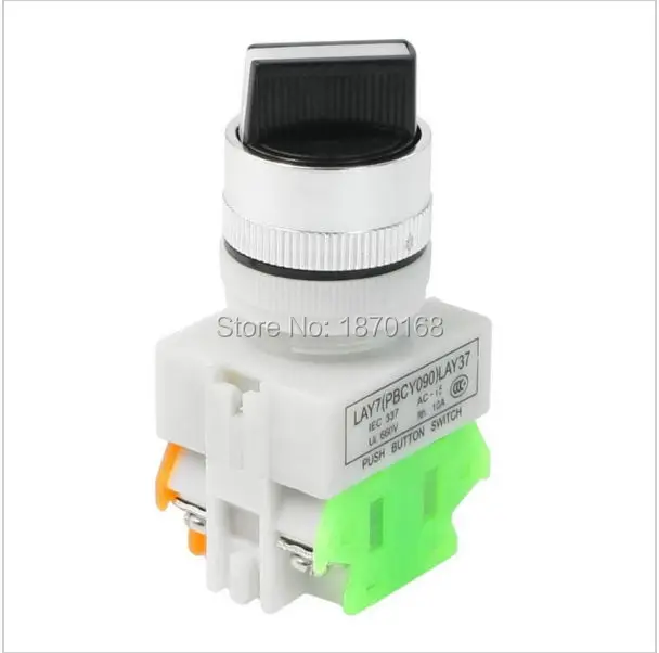 AC 660V 10A DPST NO/NC 2 Position ON/OFF Rotary Selector Latching Push Button Switch
