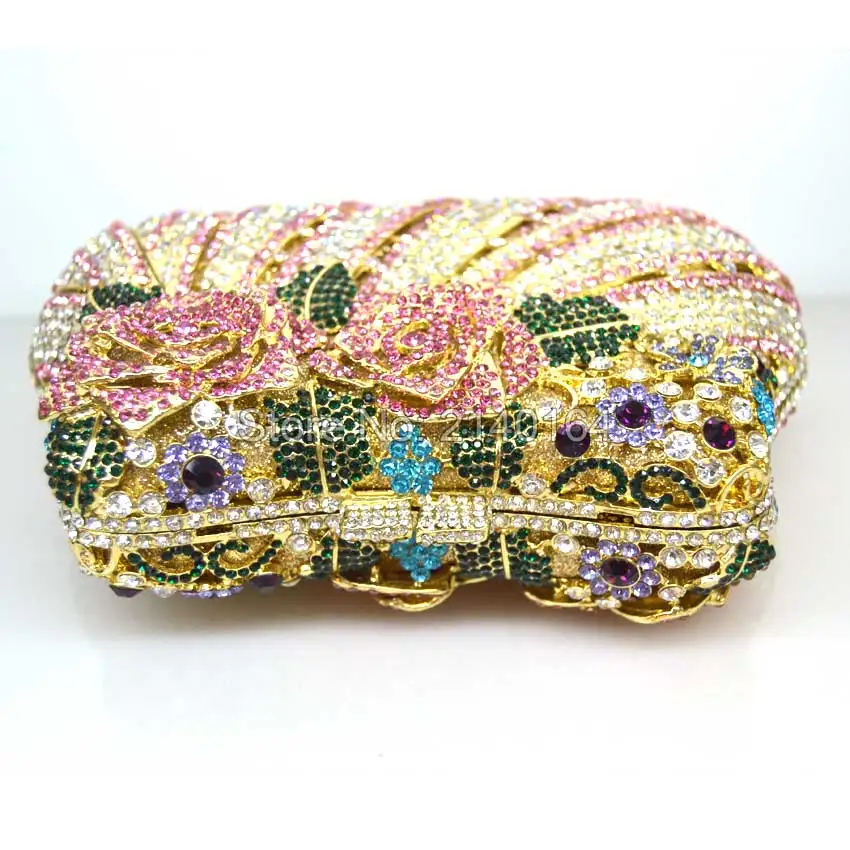 hot selling high quality diamond crystal diamond pink clutch evening bag bride banquet hollow banquet bag luxury party queen Q26