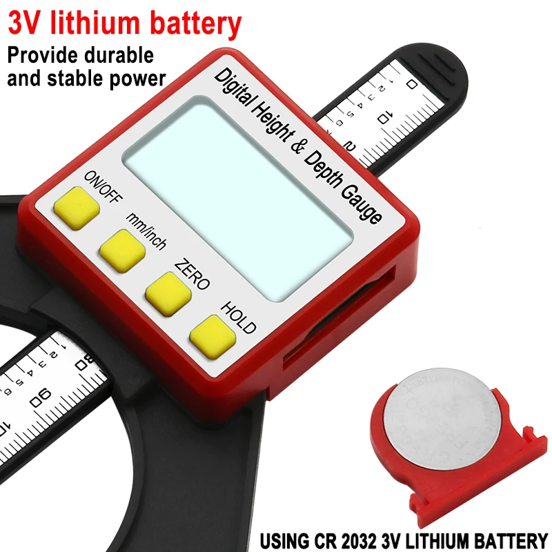 Digital Height Gauge Table Saw 80mm Depth Gauge with Three Measurement Units Locking Screw for Woodworking