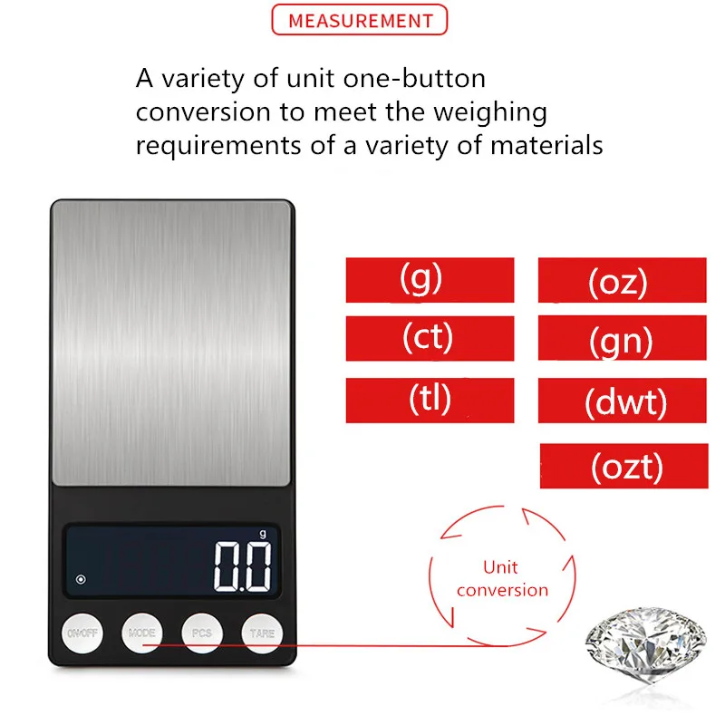 200/500g 0.01/0.1g Digital Scale Electronic Pocket Jewelry Weighing Scale LCD Display Jewelry Diamond Scales