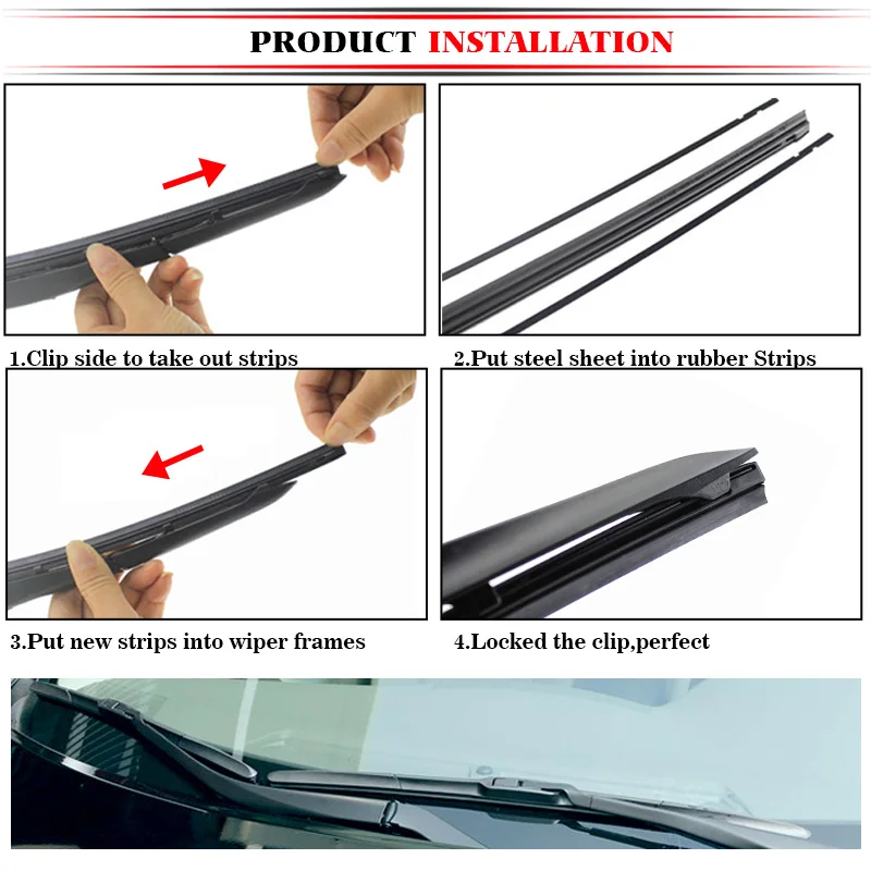 Car Wiper Blade Hybrid Auto Vehicle Insert Rubber Strip (Refill) 8mm 14\