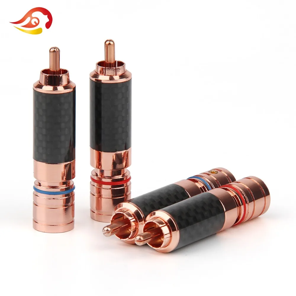 

QYFANG Audiophile Eutectic Carbon Fiber Gold Plated Speaker RCA Male Plug DIY Solder Wire Connector Splice Adapter Audio Jack