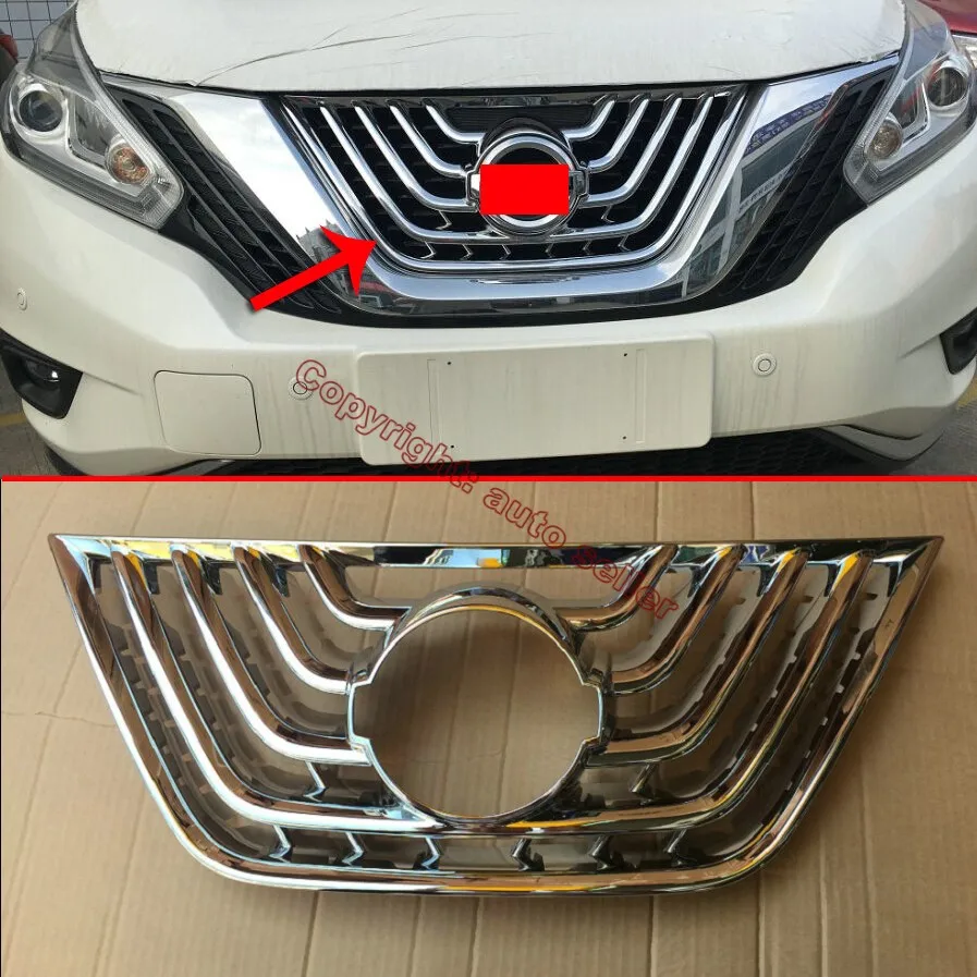 ABS Chrome Front Grille Cover Trim For Nissan MURANO 2015 2016 2017 Car Accessories Stickers