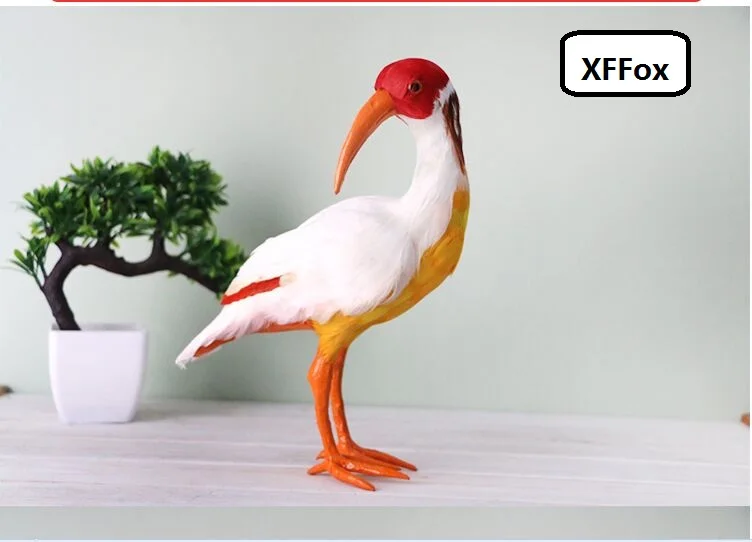 new simulation colourful Crested Ibis model resin&fur Crested Ibis gift about 28x24cm xf0679