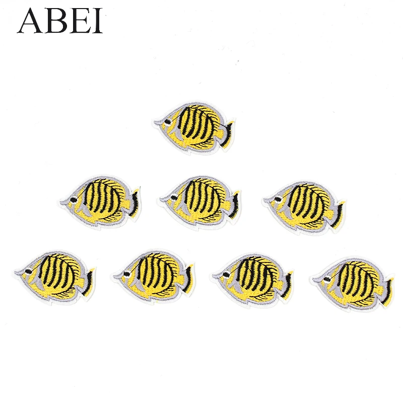 10pcs/lot Embroidered Iron On Small Fish Patches Diy Cute Clothing Appliques Sewing Baby Jeans Stickers Backpack Motif Badge