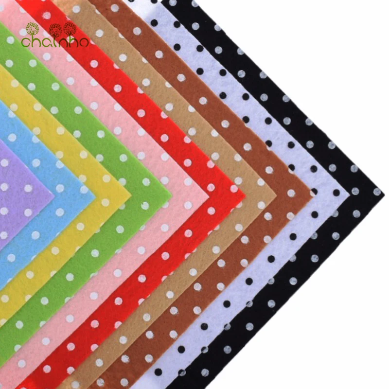 Printed Felt Non Woven Fabric 1mm Thickness Polyester Cloth For Sewing Dolls Crafts Home Decoration Pattern Bundle 10pcs15x15cm