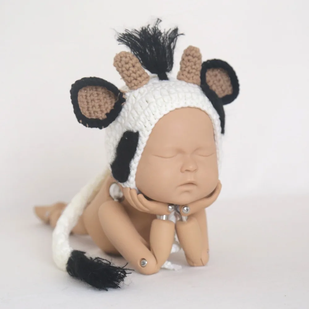 

Cute Animal Hat Photography Props Knitted Baby Reindeer Hat Photo Prop Animal Bonnet Newborn Bonnet Photo Prop Baby Shower Gift