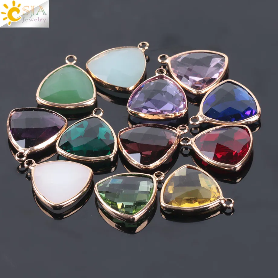 CSJA 18mm 10Pc Mixed Color Loose Glass Beads Triangle Single Hole Multi-face Cut Jewelry Making Fit DIY Bracelet Necklace E982