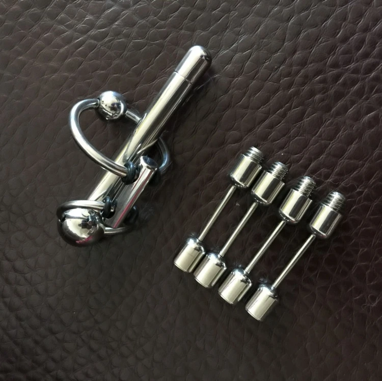 Adjustable Male Stainless Steel Urethral Sounding Stimulate Plug Stretching Bead Cock Penis Ring Chastity Belt BDSM Sex Toy