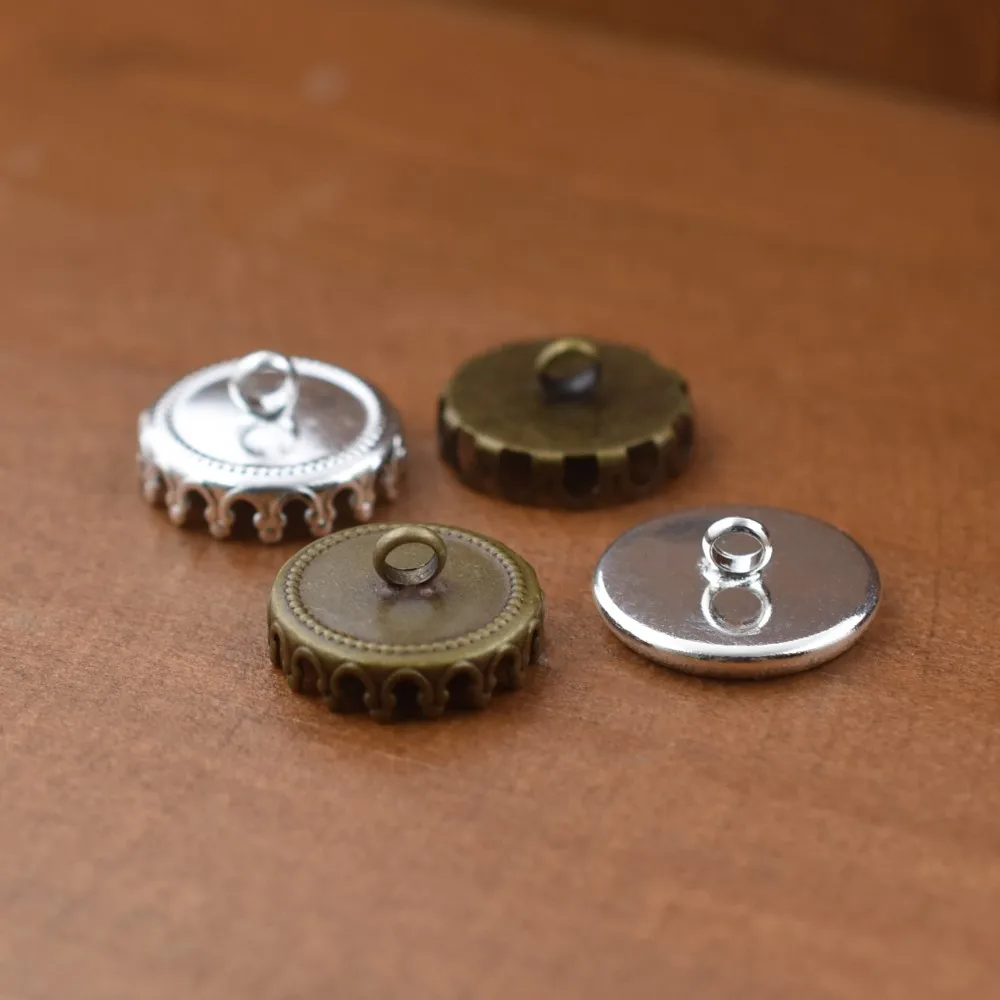 10 sztuk 12mm materiał mosiężny Cameo ustawienie kaboszon przycisk podstawa wisiorek taca elementy biżuterii ręcznie robiony materiał