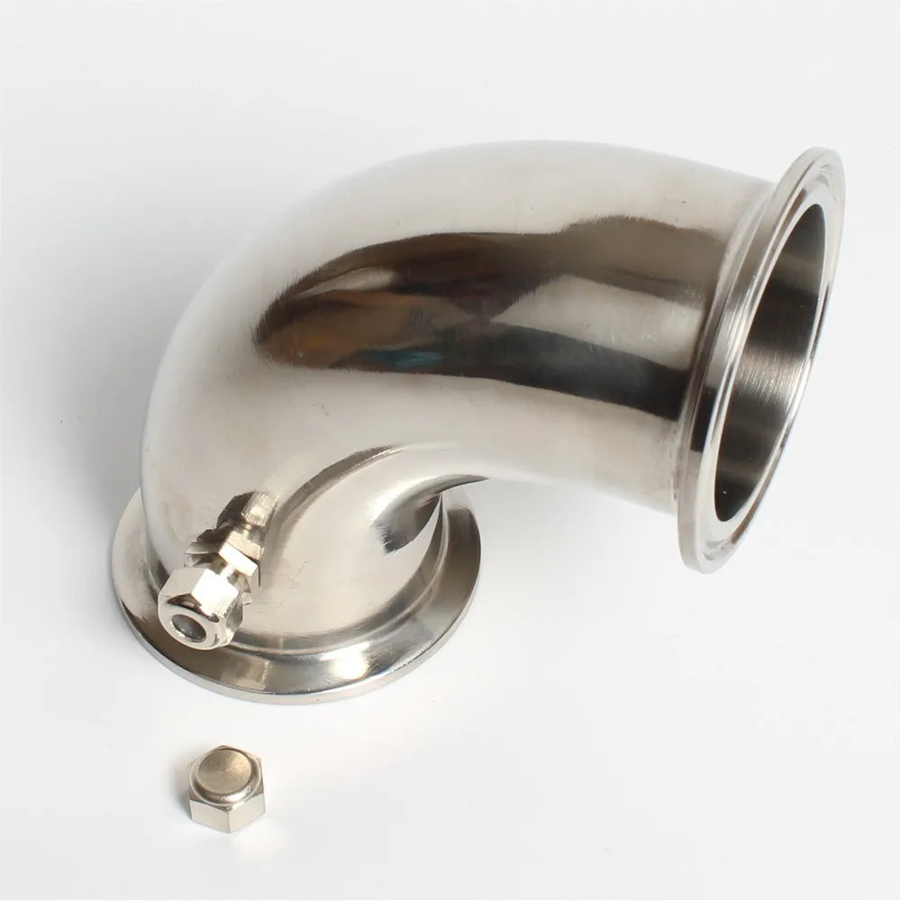 

Stainless steel 304 Tri-clamp elbow 90 degree bend pipe thermowell nipple with end cap