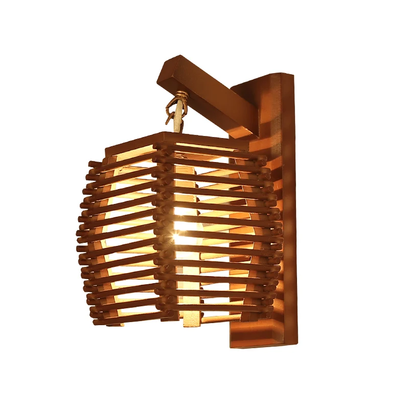 Creative Vintage Chinese Bamboo Wall Lamp E27 Wall Sconce Light Aisle Corridor Hotel Ktichen Dinging Room Restaurant Cafe Light