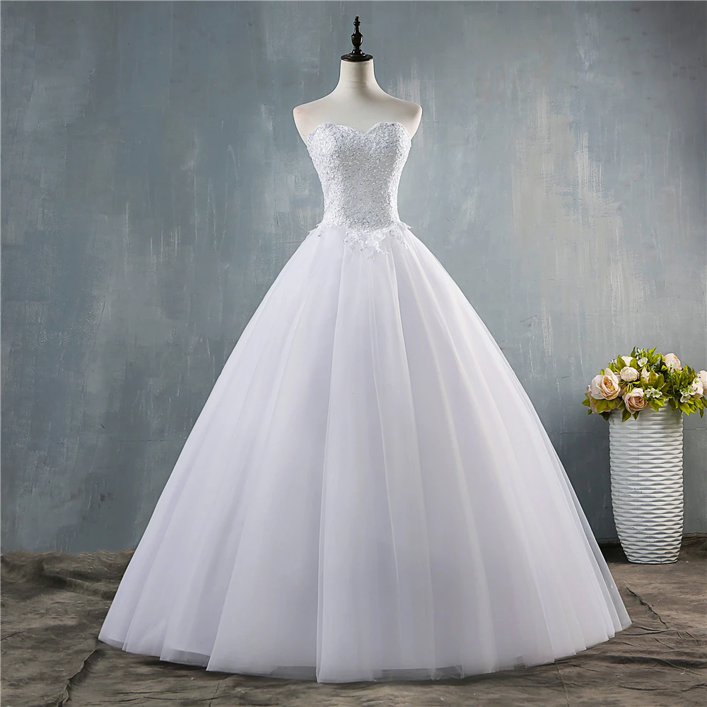 ZJ9147 personalizado 2024 blanco marfil escote en forma de corazón lentejuelas y cuentas vestidos de novia para novias de talla grande princesa nupcial tamaño 2-26W