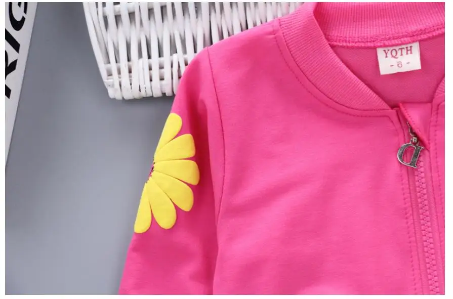 2023 echt Roupas Infantis kinder Kleidungsstück Frühling Und Herbst Neue Mädchen Reine Baumwolle Druck Drei-stück Kind Anzug 0-4y – Detail 12