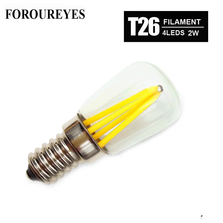 4pcs T26 E14 E12 LED Filament glass Bulbs Refrigerator Lamp 2W 110V 220V 360 Degree Retro lighting Chandeliers Bombillas