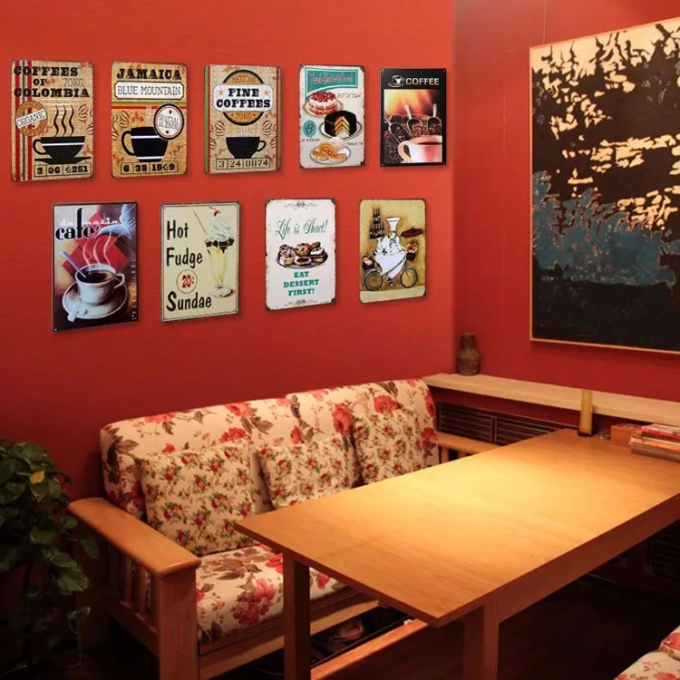 KAFFEE-Metall-Zinnlake, Dekorative Donuts-Platte, Eiscreme-Wandmalerei, Vintage-Wohn dekoration, Pub-Bar, A293 – Detail 7