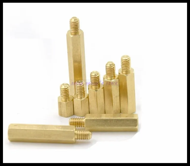 Conector hexagonal de cobre com rosca, m3x5 + 6 --- m3x50 + 6mm