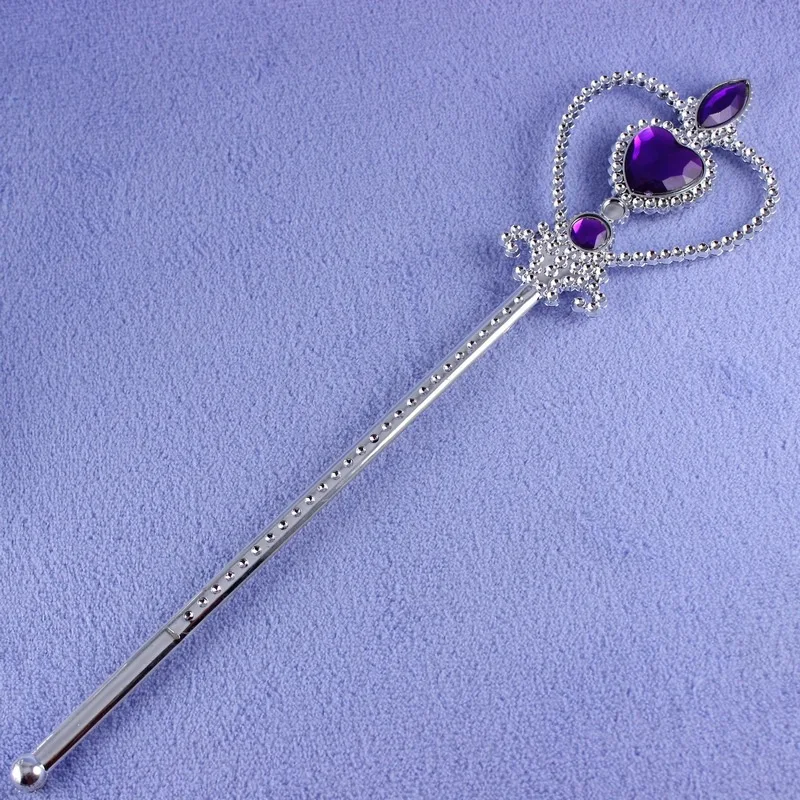 3pcs/set NEW Baby Girls Presents The First Purple Teardrop Amulet Pendant PU Leather Necklacs Tiara Crown Magic Wand Jewelry Set image 6