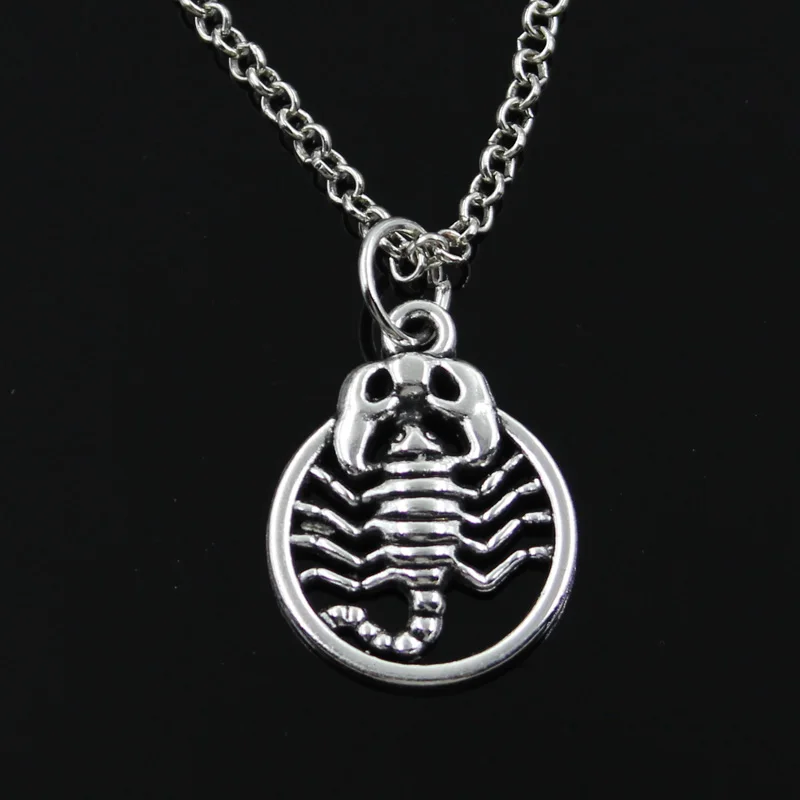 New Fashion Scorpion Scorpio Zodiac Pendants Round Cross Chain Short Long Mens Womens Silver Color  Necklace Jewelry Gift