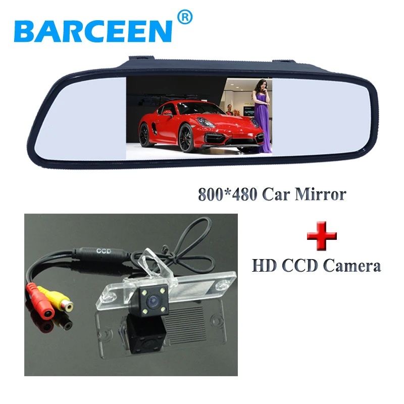 

170 wide angle car rear view camera 4 led with 4.3" car mirror monitor for Mitsubishi Pajero Zinger L200 V3 V93 V5 V6 V8 V97