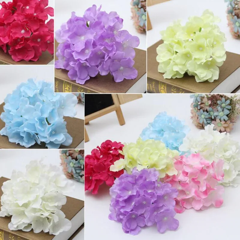 

New Arrival Artificial Silk Hydrangea Flower Heads For DIY Wedding Bouquet Hair Corsage Wall Arch Home Party Decoration