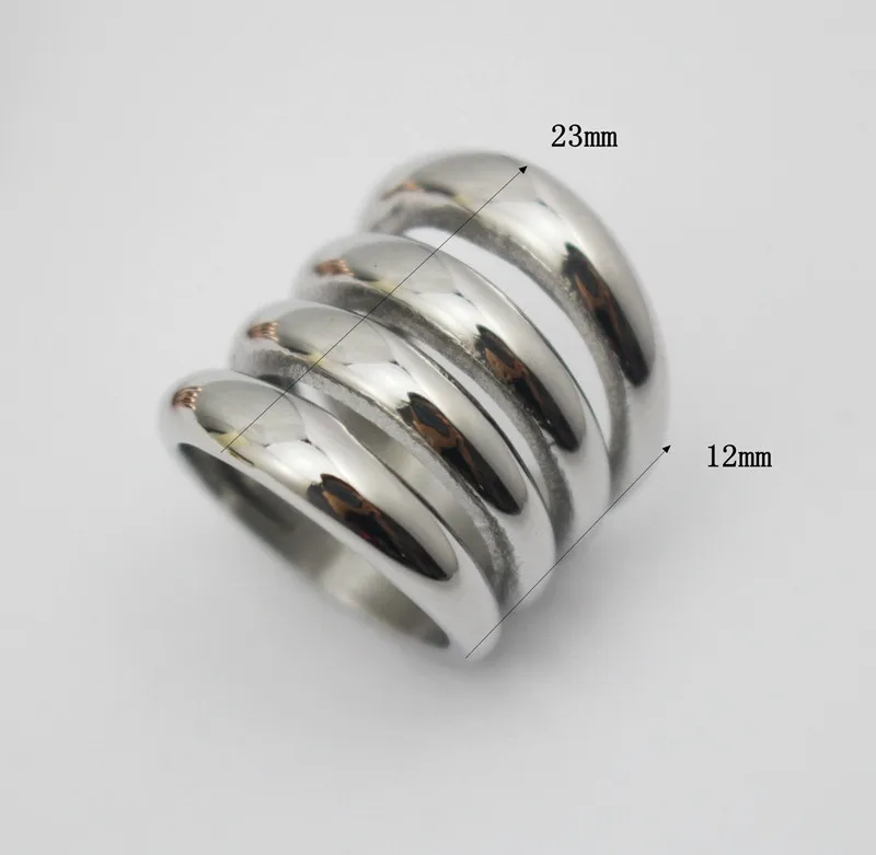 Wide Hollow Stainless Steel Golden Ring Jewelry 4 Layer Striped Rings Women Size 8 6 7 11.5 11 10 5 9