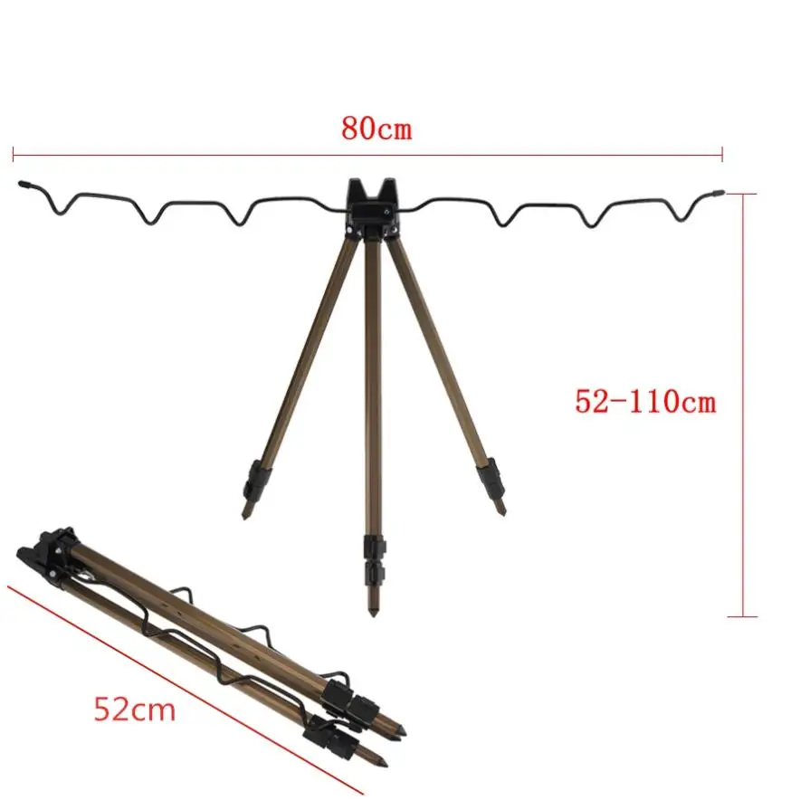 Aluminum Alloy Telescopic 7 Groove Fishing Rod Holder Coffee Collapsible Tripod Stand Sea Fishing Pole Bracket