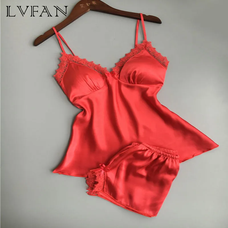 

Women's Korean Version with Chest Cushion Sexy V Collar Suspenders Women's Summer Two Pieces of Thin Homewear AR L019