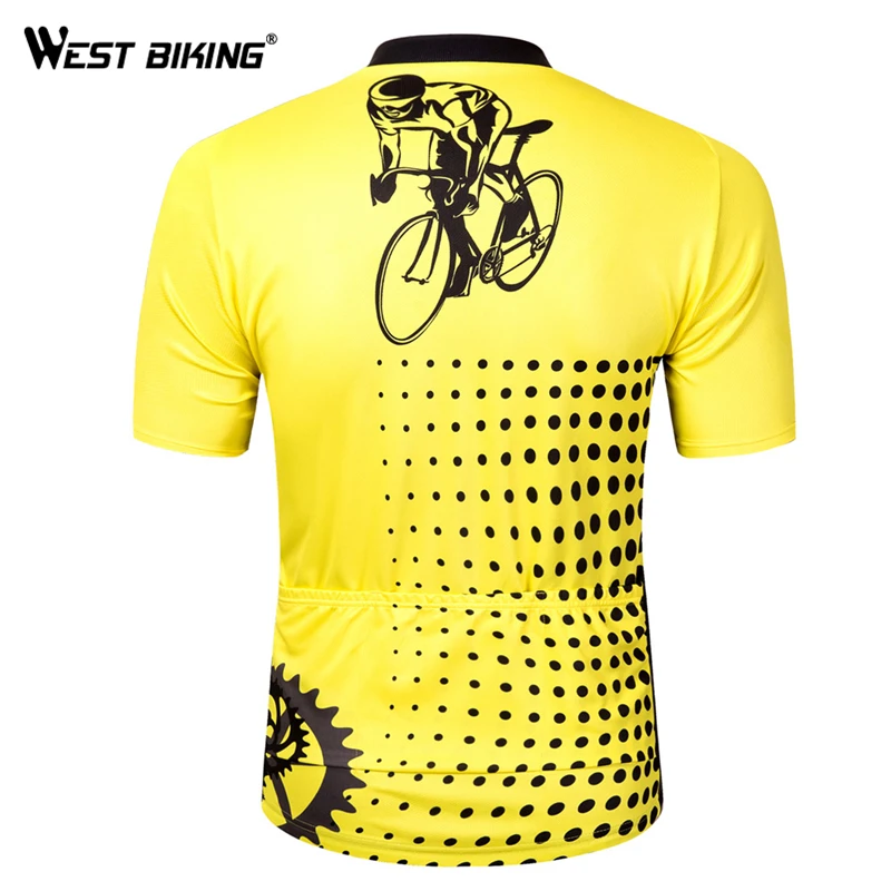 WEST BIKING Bike Short Sleeve Team Women/Men Yellow Spandex Cycling Jersey Tops/Short Sleeve Bike Clothing Summer Cycling Jersey