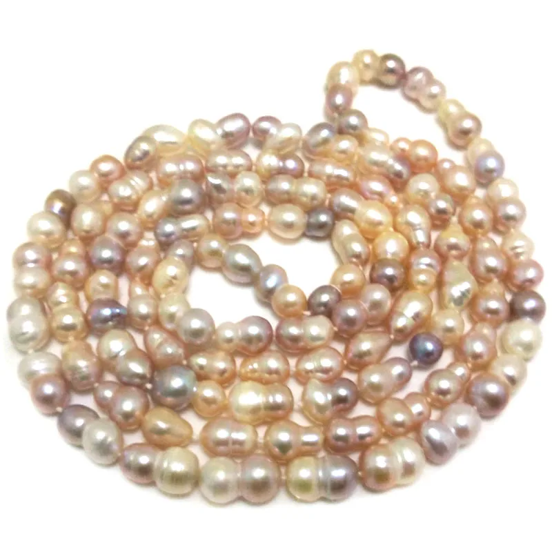 48 inches 8-9mm Natural Multicolor Peanut Shaped Baroque Pearl Necklace