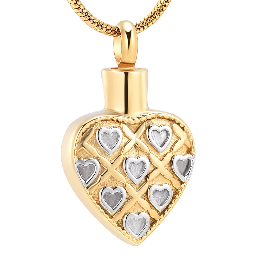 Unique Gold Heart Cremation Jewelry 316L Stainless Steel Memorial Cremation Necklace Human Ashes Holder Necklace for Women