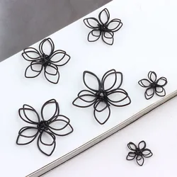 50pcs/lot Black color wire flower Charms handmade flower Pendants For DIY Earring Jewelry Making Finding Earrings Accessories
