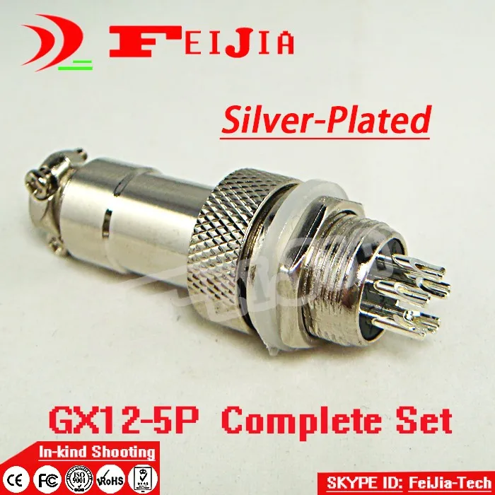 

20set/pack 5 Pin 12mm [Silver-plated] Wire Panel Connector kit GX12-5P Socket+Plug,RS765 Aviation plug interface Free Shopping