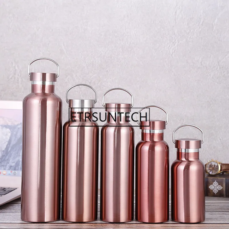 10pcs Stainless Steel Thermos Bottle Double Wall Vacuum Insulated Water Bottle Flask Rose Gold For Outdoor Sport