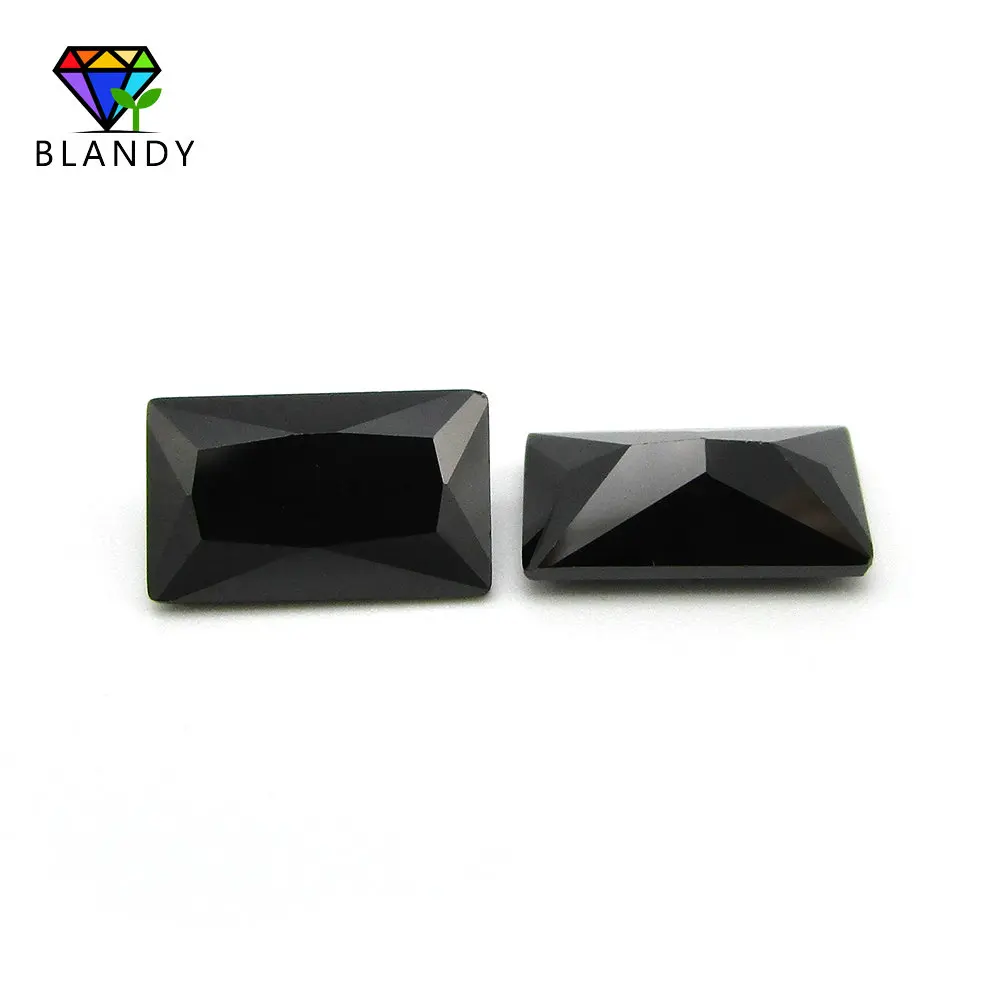 Cubic Zirconia Stone 5A 2x3mm~13x18mm Rectangle Shape Black Loose CZ Stone Synthetic Gems For DIY Jewelry