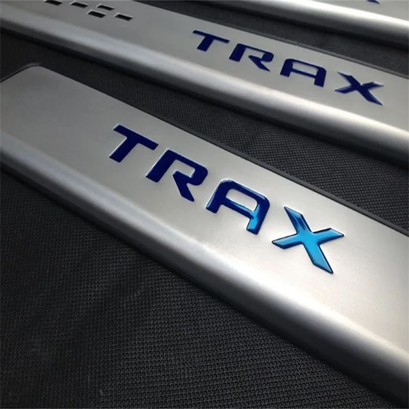 For Chevrolet Trax External Door Sill 2013 2014 2015 2016 Stainless Steel Red Blue Silver logo Welcome Pedal Car styling