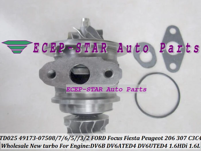 Free Ship Turbo Cartridge CHRA TD025 49173-07505 49173-07503 For FORD For Focus Fiesta CMAX 207 307 For Citroen C3 4 1.6L HDi