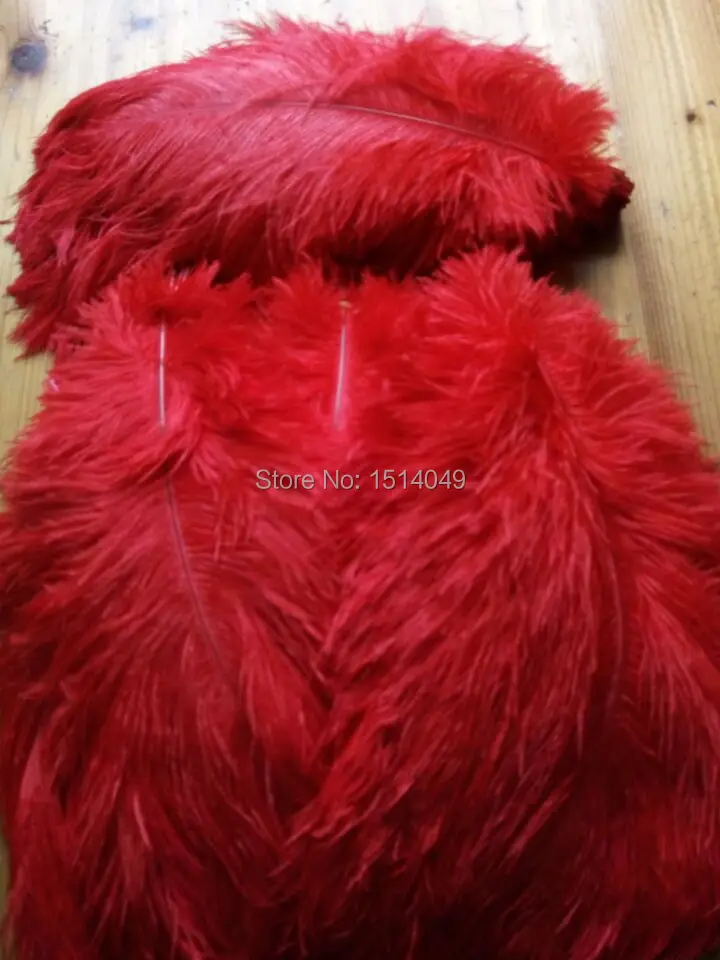 

wholesale Quality 50pcs perfect Leniency Male red natural ostrich feather 12-14inch/30-35cm decorative diy