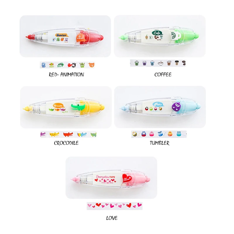 Caneta corretora de animais kawaii, de coruja, para cachorro, adesivo decorativo para diário diy, para alunos, presentes, material escolar