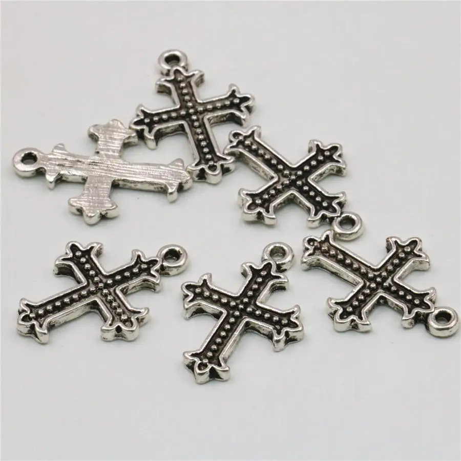 

5PCS Lucky Cross Kaddish Accessories Copper Metal DIY Loose Finding Pendant For Necklace Women Jewelry Making Design 17x24mm