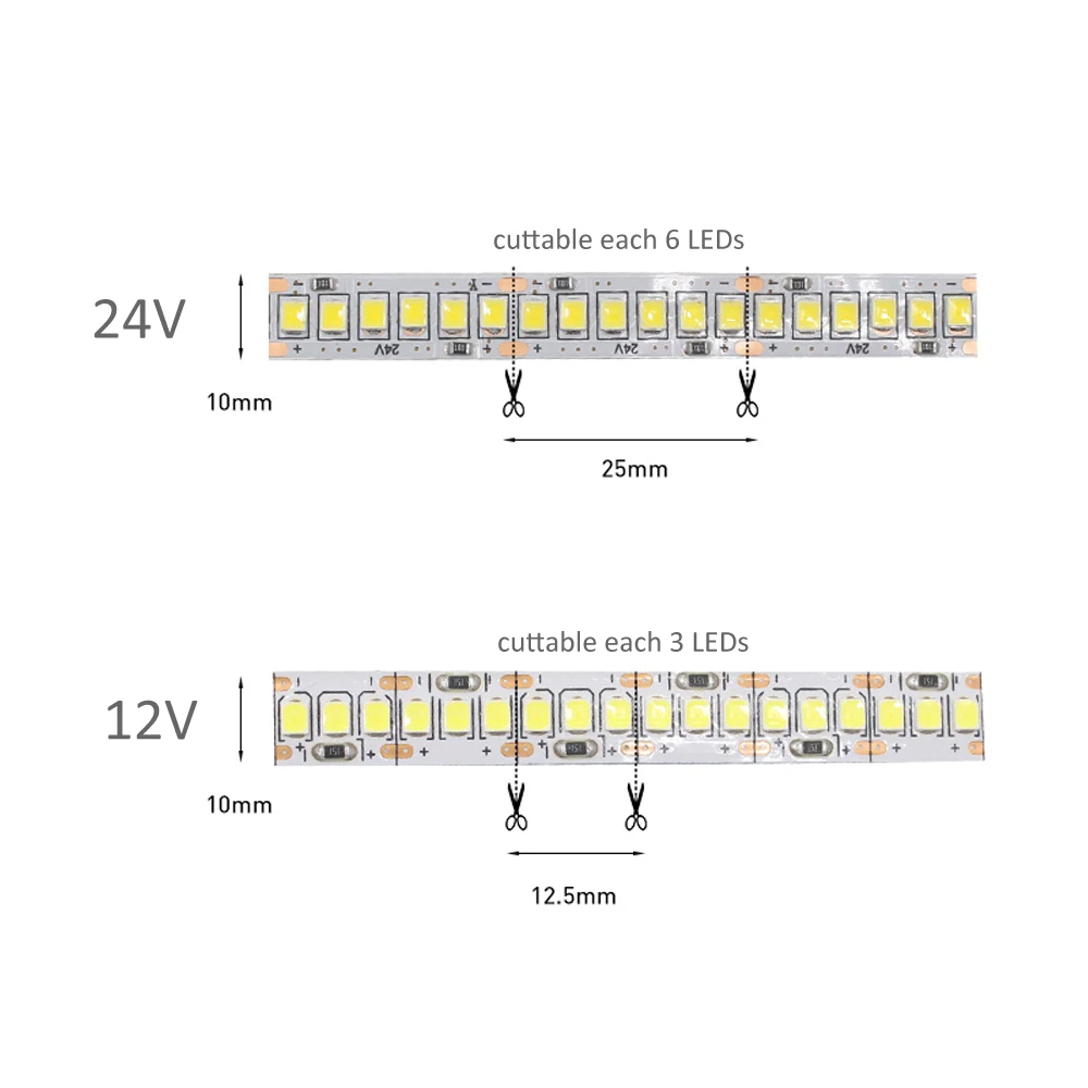 12V LED Strip Light 24V 1M 2M 3M 4M 5M Fita LED Tape SMD 2835 240LED/M Flexible DC 12V 24V Warm White Stripe Ribbon Lighting