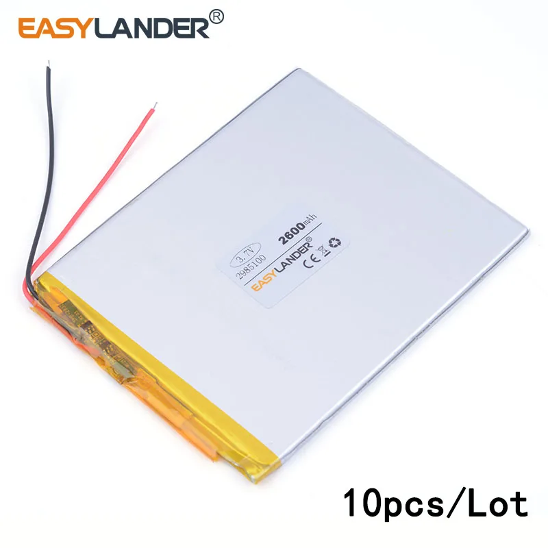 

10pcs /Lot 2600MAH 2985100 lithium Li ion polymer rechargeable battery Polymer lithium ion battery tablet pc power bank PAD PSP