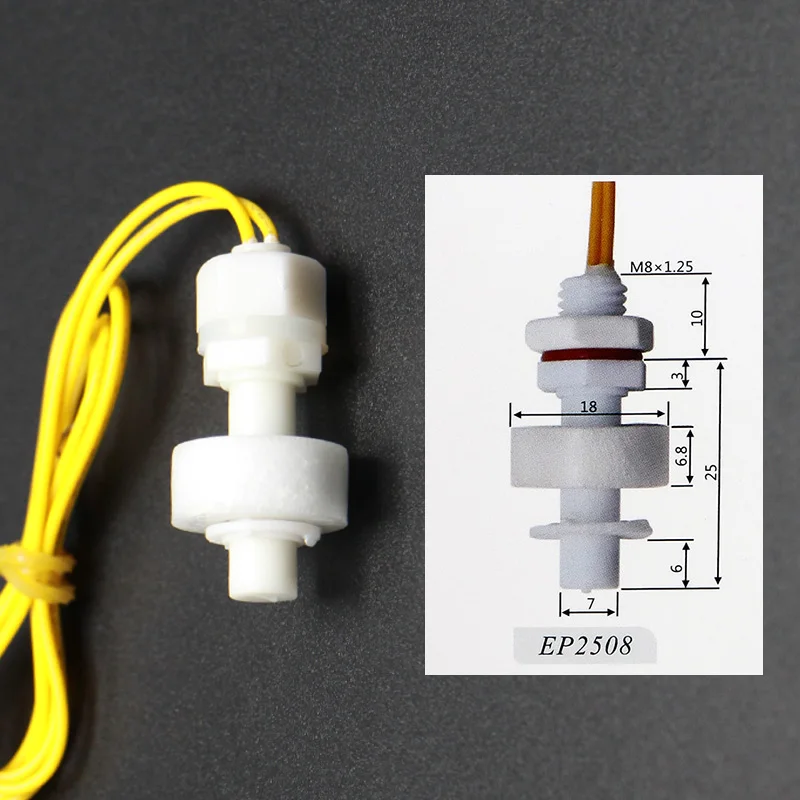 M8*25mm 100V 220V Float Switch Mini Type Poly Propy Water Level Liquid Sensor Normal Close