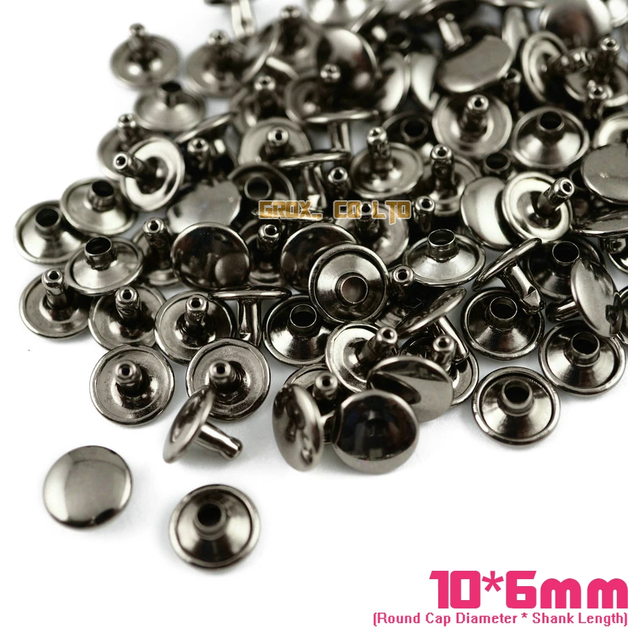 

450 set 10*6mm Gunmetal Double Cap Round Rapid Rivet Punk Rock Leathercraft Rivet