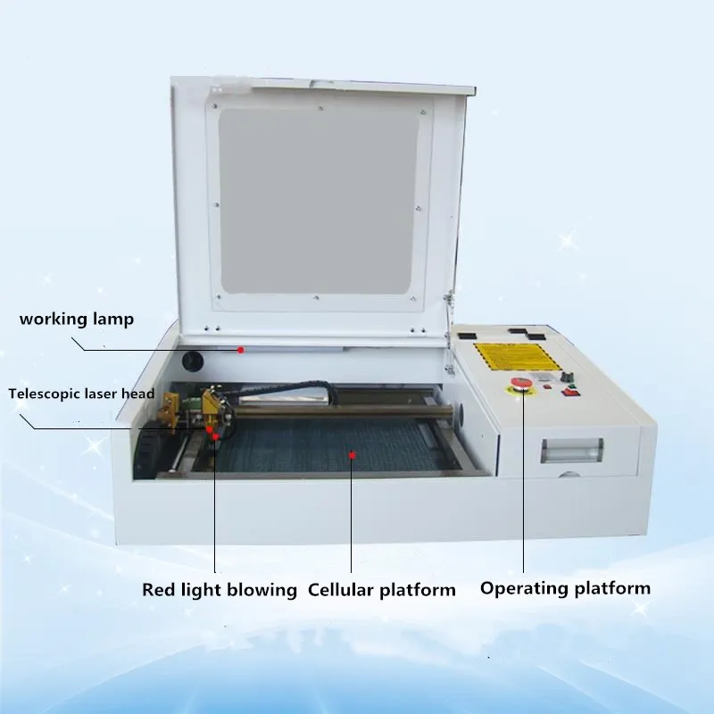 Imagem -02 - Laser Grava Máquina 4040 Máquina de Corte a Laser 40*40cm Tamanho do Trabalho Máquina de Marcação a Laser Faça Você Mesmo Máquina de Gravura do Cnc 50w Co2