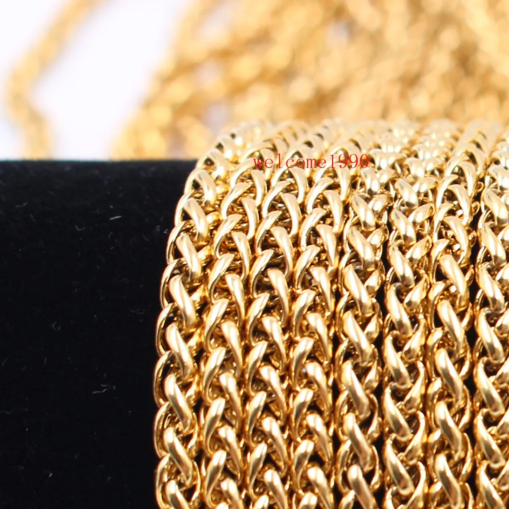 Fate Love in bulk 3 meter wholesale Gold 3mm wheat braid chain Stainless Steel women Jewelry Finding Chain Marking DIY Necklace