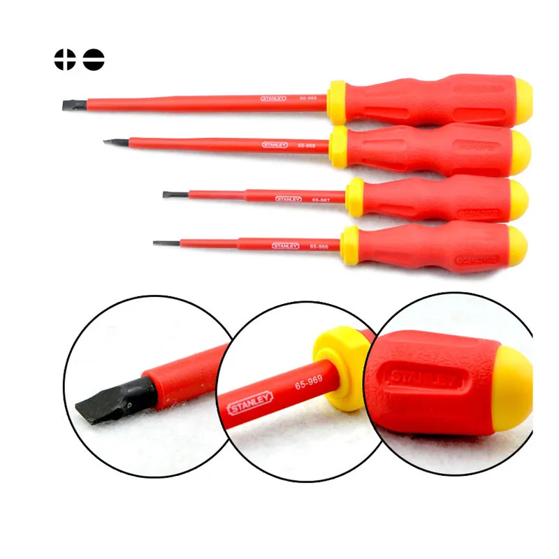 Stanley 65-980 1000v-volt insulated screwdriver set kit red color alloy steel, 7piece(including of tester pen for free)